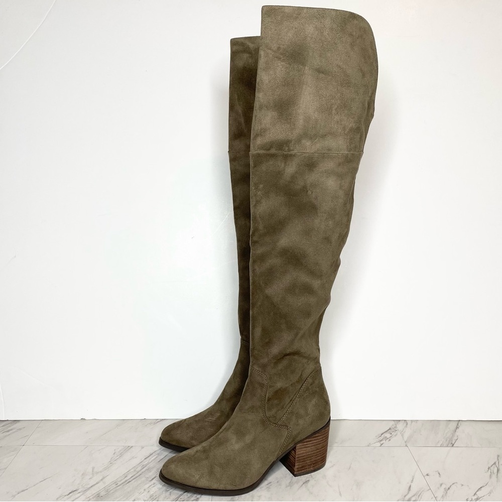 BP Luke Gray / Green Faux Suede Over The Knee Boot 8 1/2